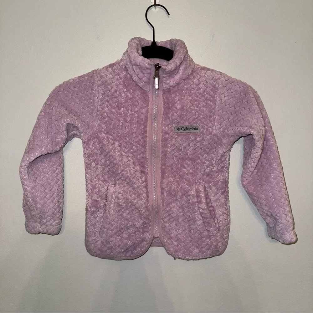 Columbia Girls XXS Lavender Purple‎ Textured High Pile Fleece Full Zip Jacket